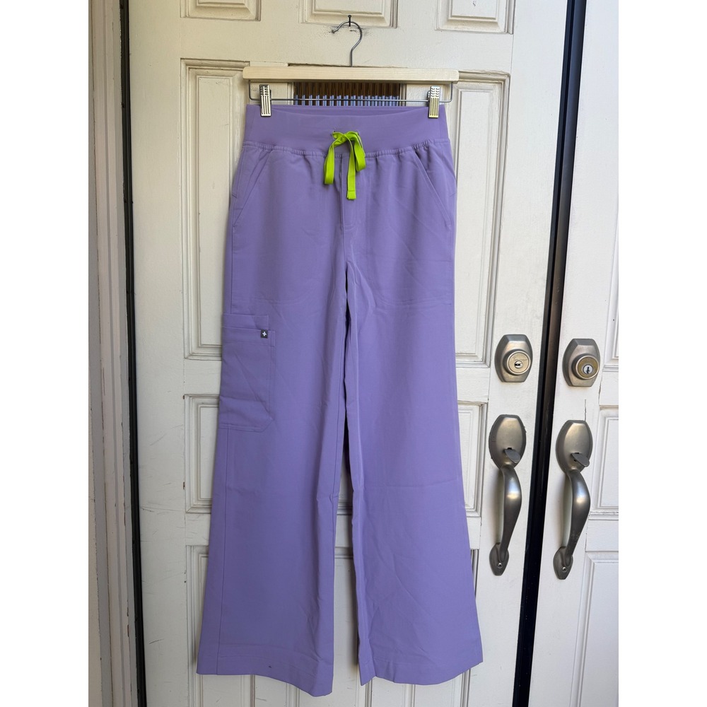 Figs Isabel High Waisted Wide Leg Scrub Pants Lavender Dew Size XS Regular